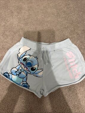 Stitch Light Blue Graphic Girls Shorts